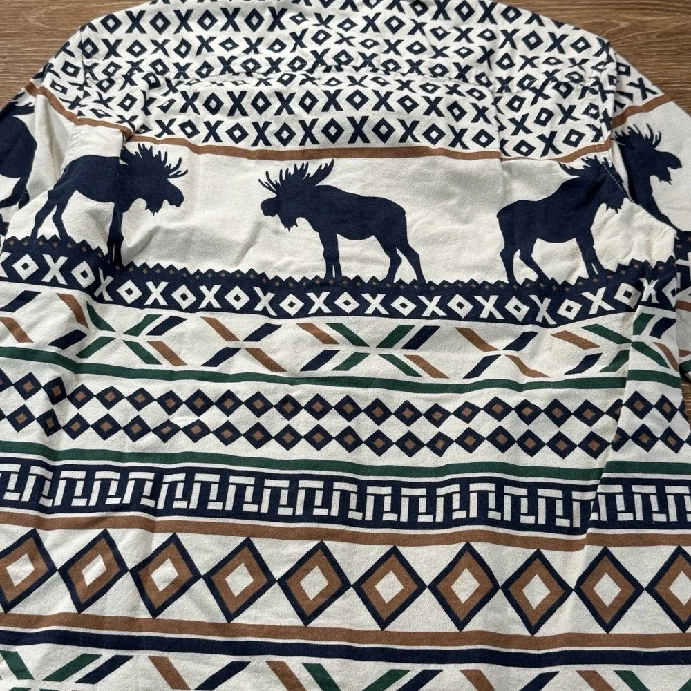 Chaps Men's S Moose Print Button Down Shirt Untucked 100% Cotton NWT Cabin Core - Picture 12 of 12